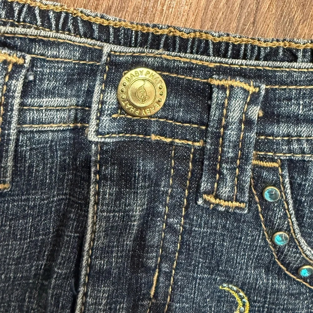 Vintage Y2K Baby Phat Denim Skort Girls Size 5 Ruffle Rhinestone Shorts